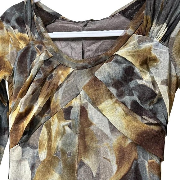 Y2K era Fuzzi Italy Sheer Mesh Abstract Print Midi Dress Size M - Picture 3 of 7
